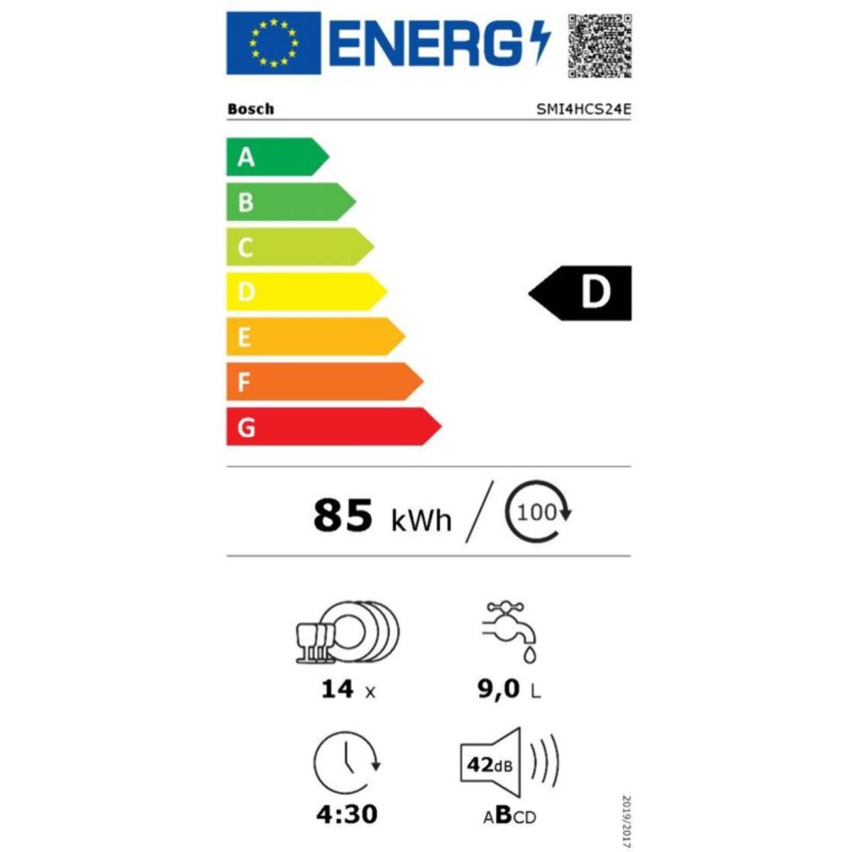 Lave vaisselle encastrable BOSCH SMI4HCS24E Serenity Série 4 Silence Plus