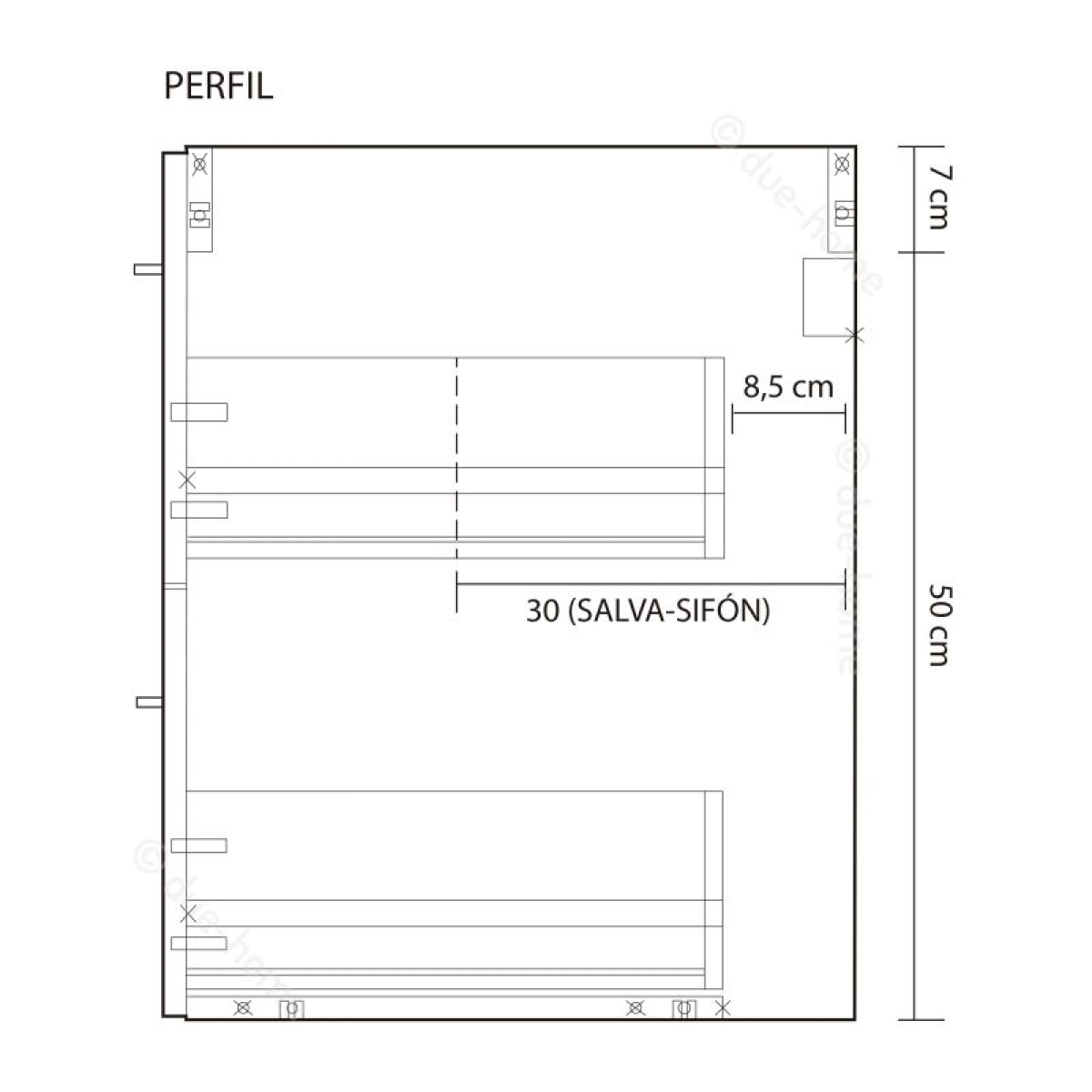 Mueble de baño Aruba 2 cajones + espejo Cemento