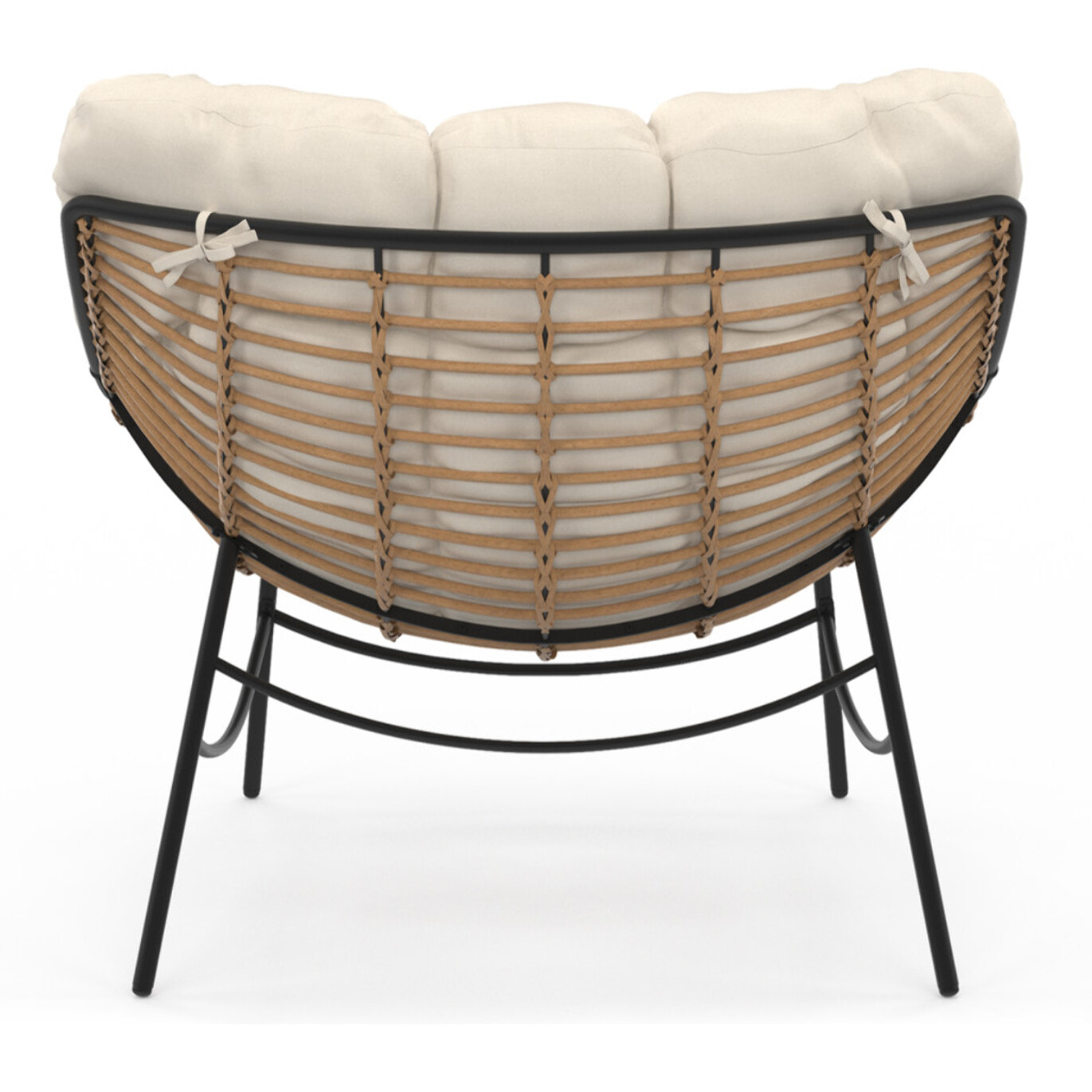 Fauteuil de jardin Lois rotin et coussin écru