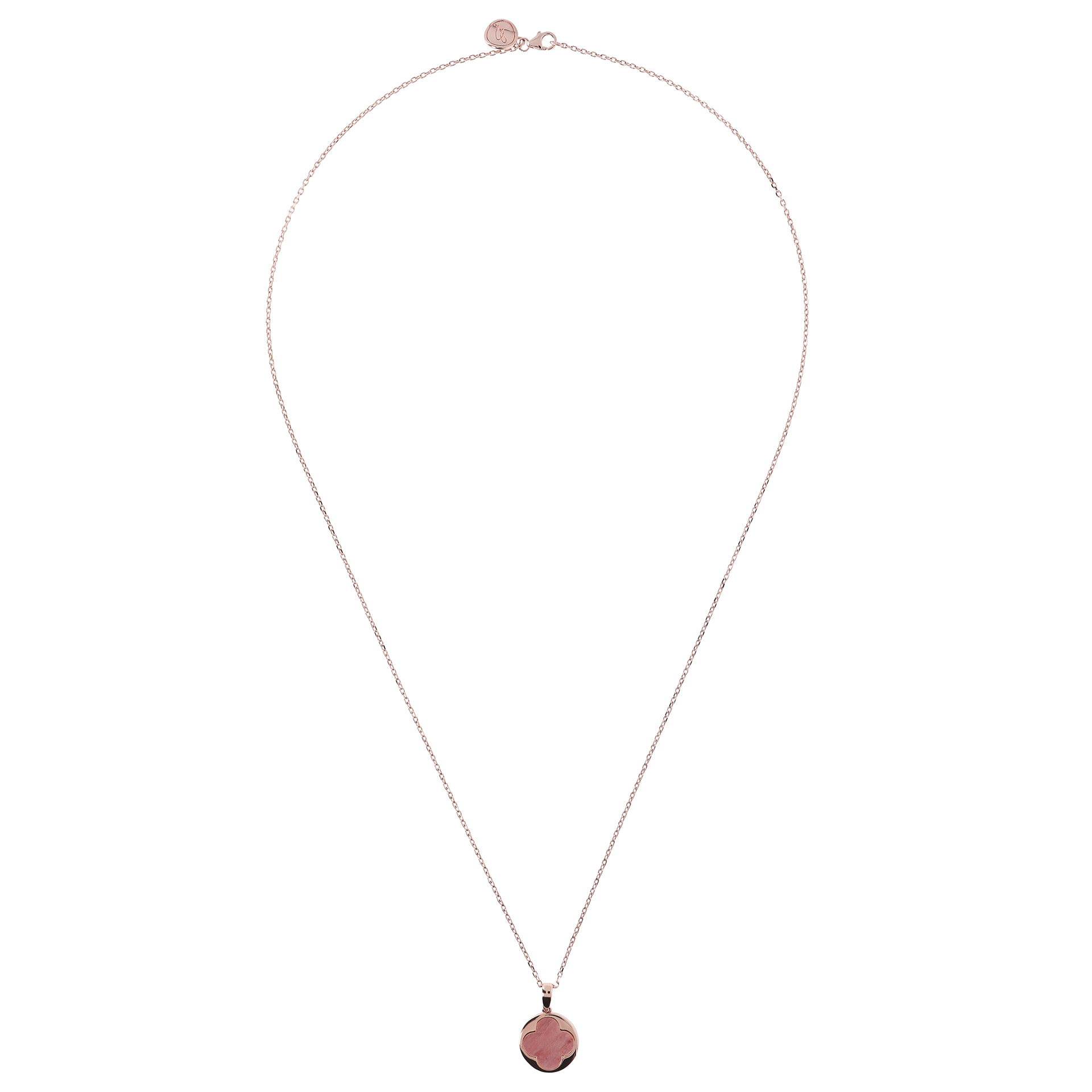 Collana con Quadrifoglio Grande in Pietra Naturale Quarzite Rossa