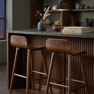 Tabouret de bar scandinave bois d'hévéa 67,5cm (lot de 2) CASSIA