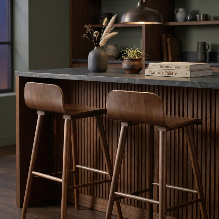Tabouret de bar scandinave bois d'hévéa 67,5cm (lot de 2) CASSIA