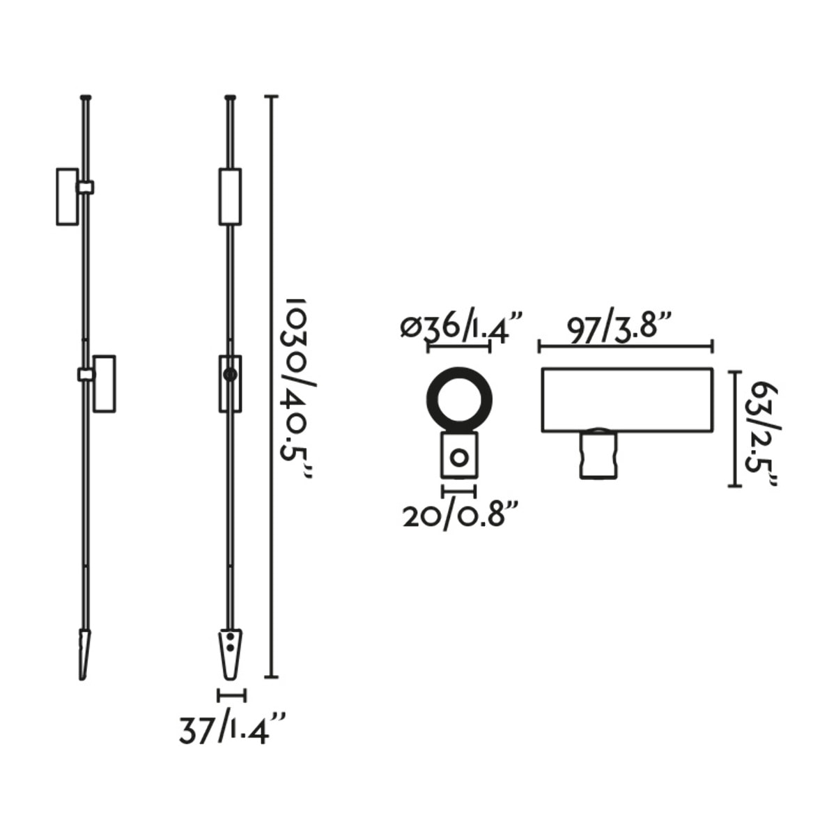 CLAP 630 Piquet noir 6W 3000K 38º avec écran