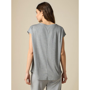 Oltre - Camiseta mélange en mezcla de modal - Gris