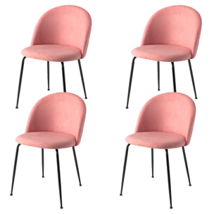 Set de 2 sillas – Terciopelo salmón y estructura negra