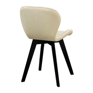 Chaises Daisy en velours et pieds noirs - Crème