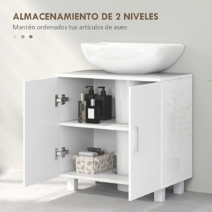 Mueble para Debajo del Lavabo Mueble bajo Lavabo Mueble de Lavabo con Pie con 2 Puertas 2 Estantes y Sistema Antivuelco para Cuarto Baño 60x35x60 cm Blanco