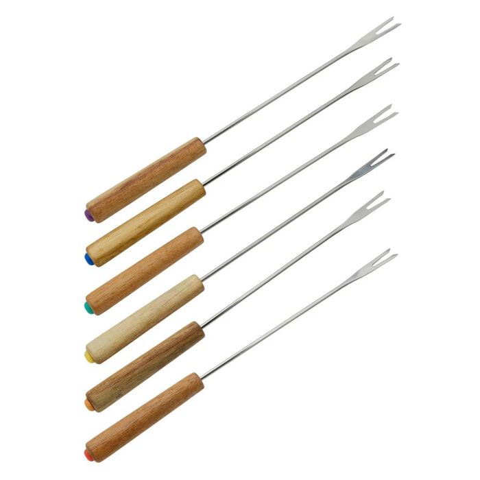 Lot de 6 fourchettes à fondue savoyarde en bois FSC Fackelmann Nature