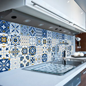 Stickers muraux - Sticker Mural Carrelage adhésif Cuisine Salle de Bain - 9 STICKERS CARREAUX DE CIMENT AZULEJOS FABA