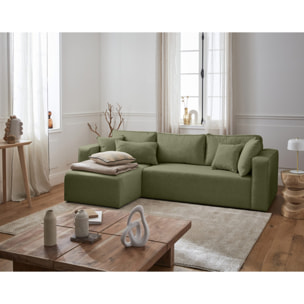 Topaze - canapé d'angle réversible - 4 places - convertible avec coffre - en tissu - Vert