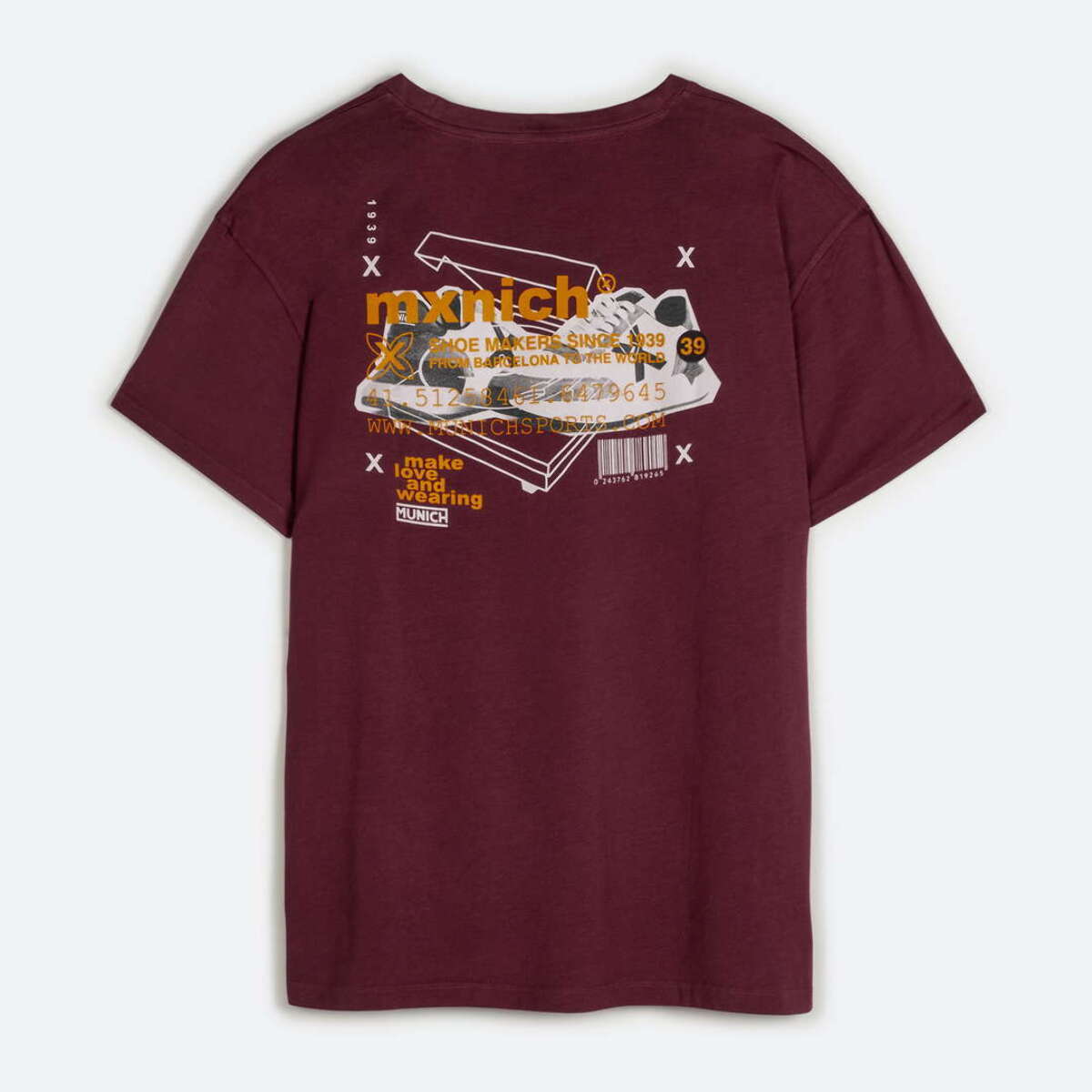 Camiseta MUNICH oversize streetwear de algodón orgánico burdeos