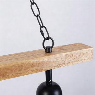 FORLIGHT Colgante Interior LED Helium E27 15W Madera Clara para Comedor, Cocina