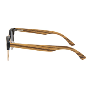 Gafas de sol OCEAN REMEMBER - Frente negro mate con patillas de madera de cebra y / Ahumada