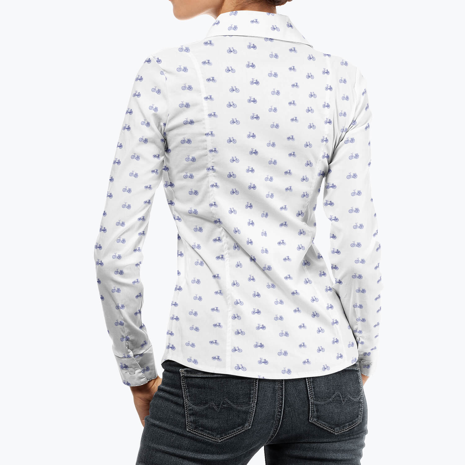 Puro Arte - Camisa Mujer - 100% Algodón Popelín - Bici Chica Marino