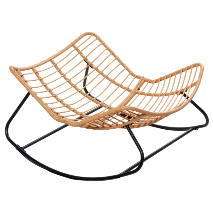 Fauteuil à bascule en résine tressée coussin beige BARCELONA