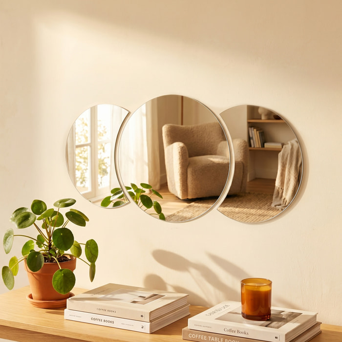 3 stickers miroirs rond et demi-lune