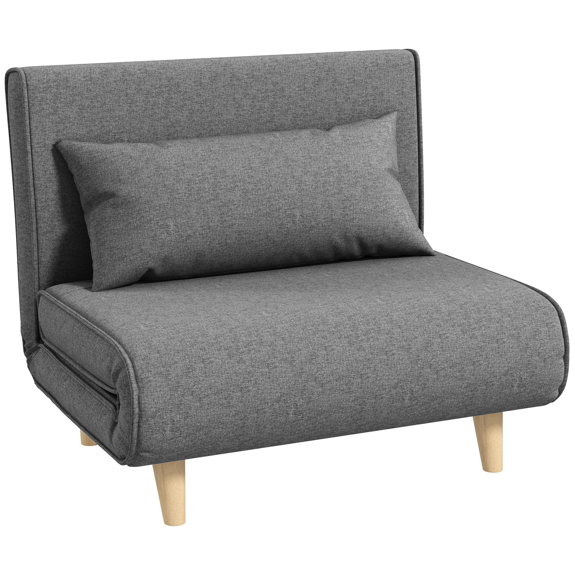 Fauteuil convertible chauffeuse style nordique dossier réglable coussin inclus gris