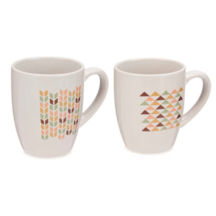 PACK 2 TAZAS PORCELANA 350 ML GEOMETRIC SURT 2 diseños