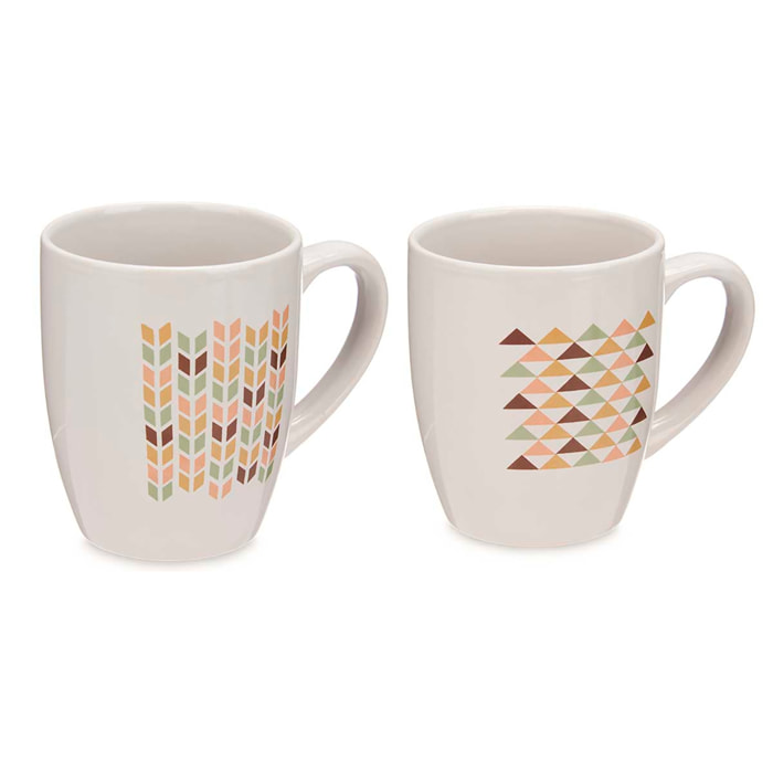 PACK 2 TAZAS PORCELANA 350 ML GEOMETRIC SURT 2 diseños