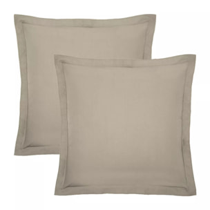 Lot de 2 taies percale de coton uni beige Olana lin
