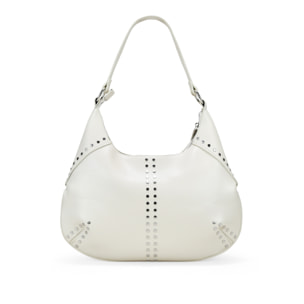 Bolso de hombro beige con tachuelas