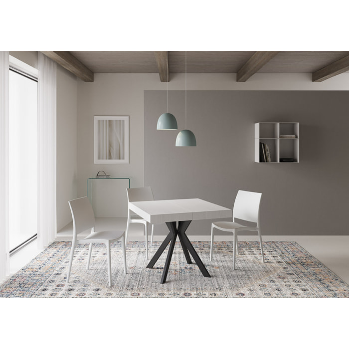 Tavolo allungabile 90x90/194 cm Dolcezza bianco frassino gambe antracite