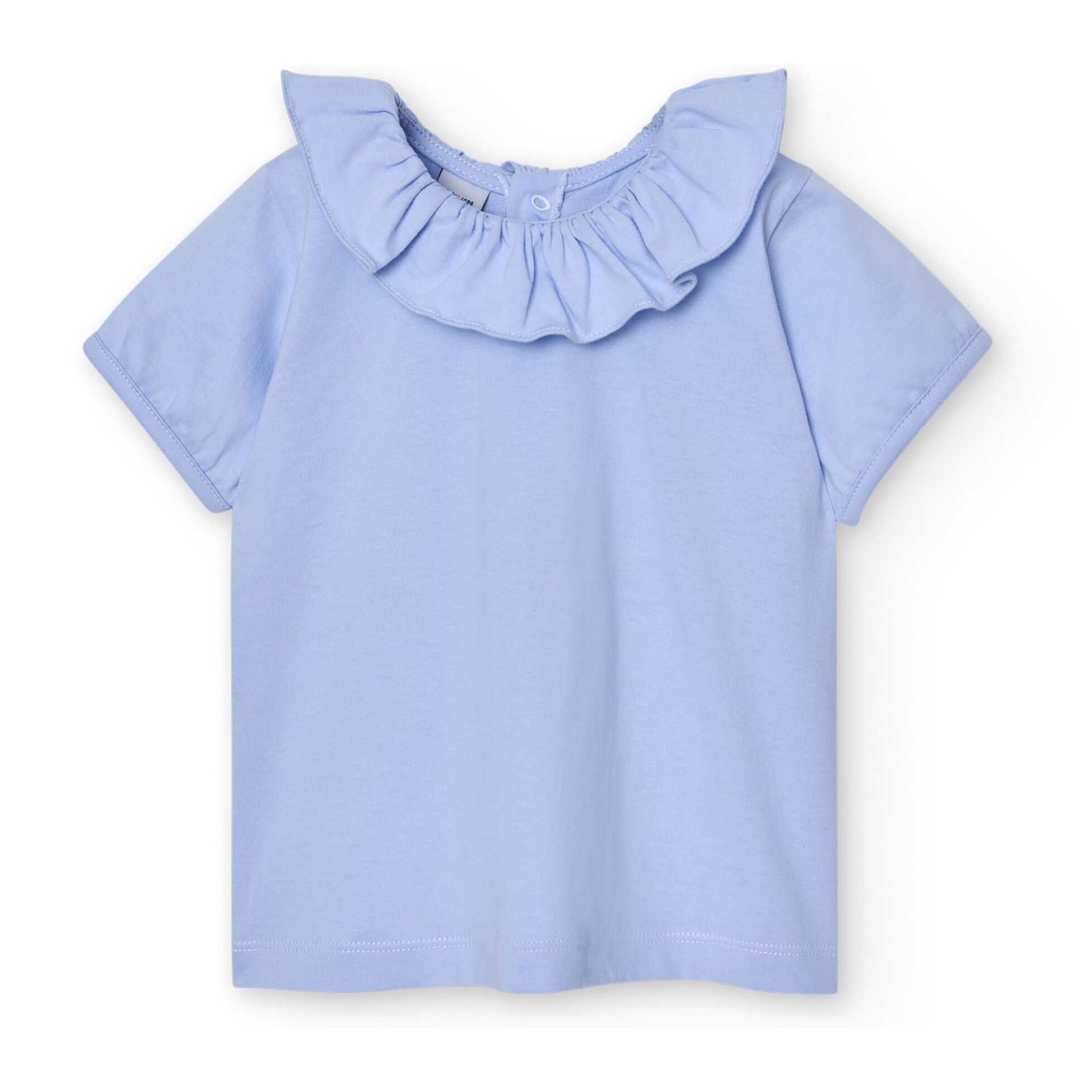 Camiseta C/Volante M/Corta Celeste Talla 5 Años