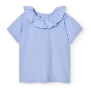 Camiseta C/Volante M/Corta Celeste Talla 5 Años