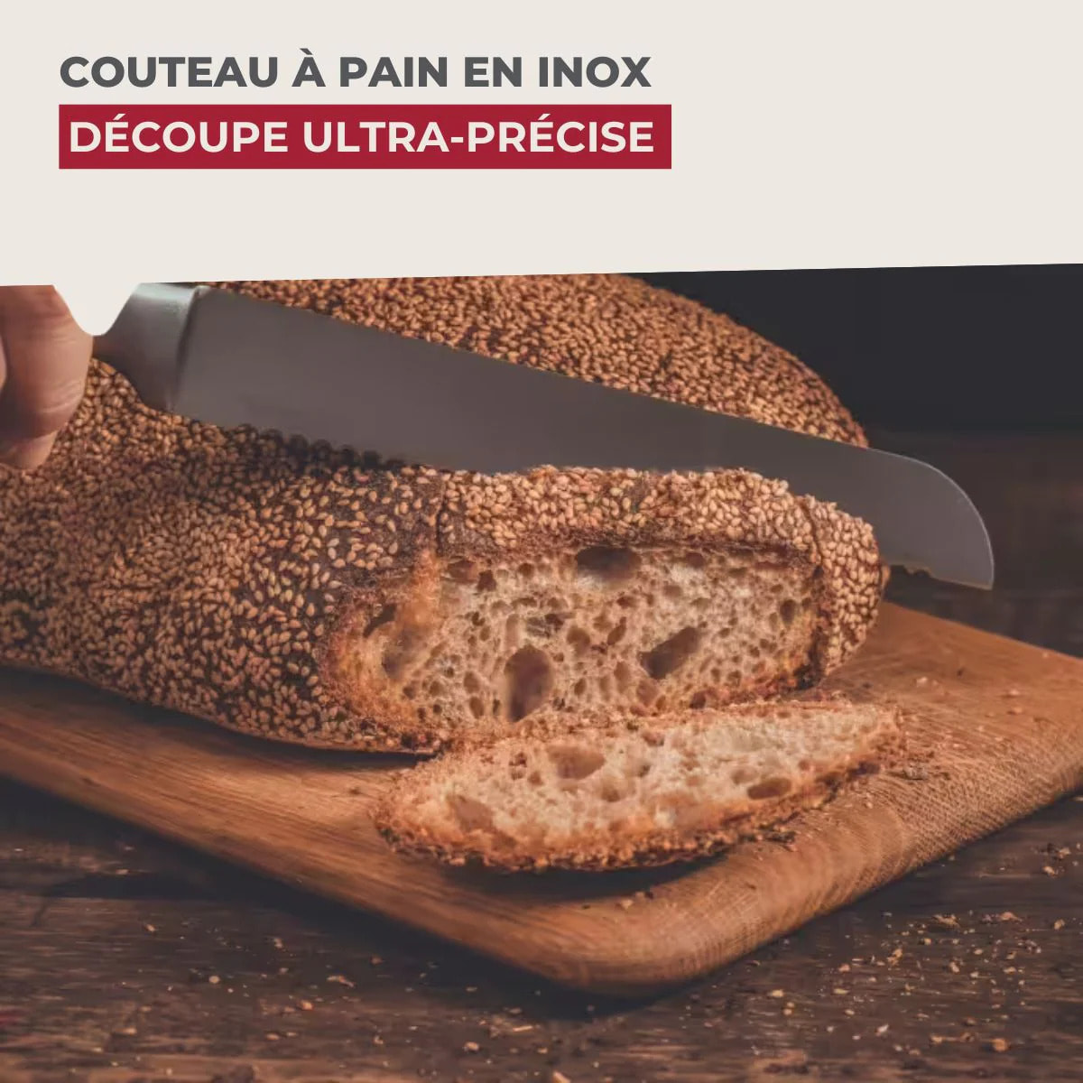 Ensemble de 2 Couteaux à pain en inox 33,5 cm en tout Nirosta
