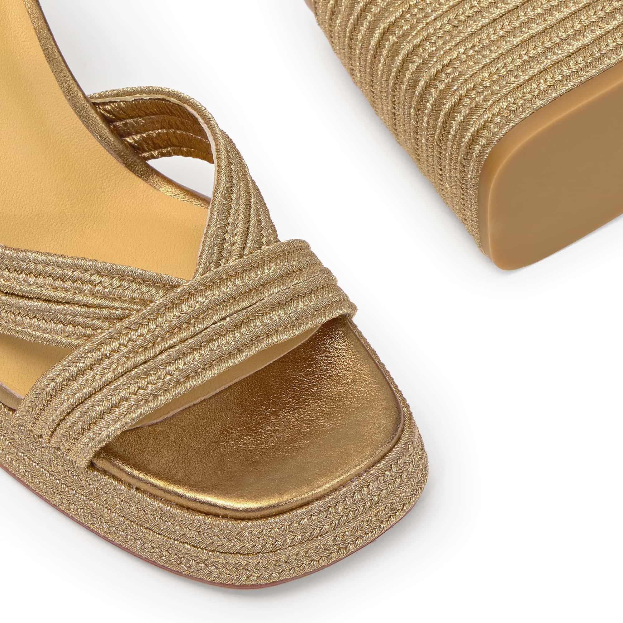 Sandalias de tacón de mujer Valle en acabados trenzados y metalizados