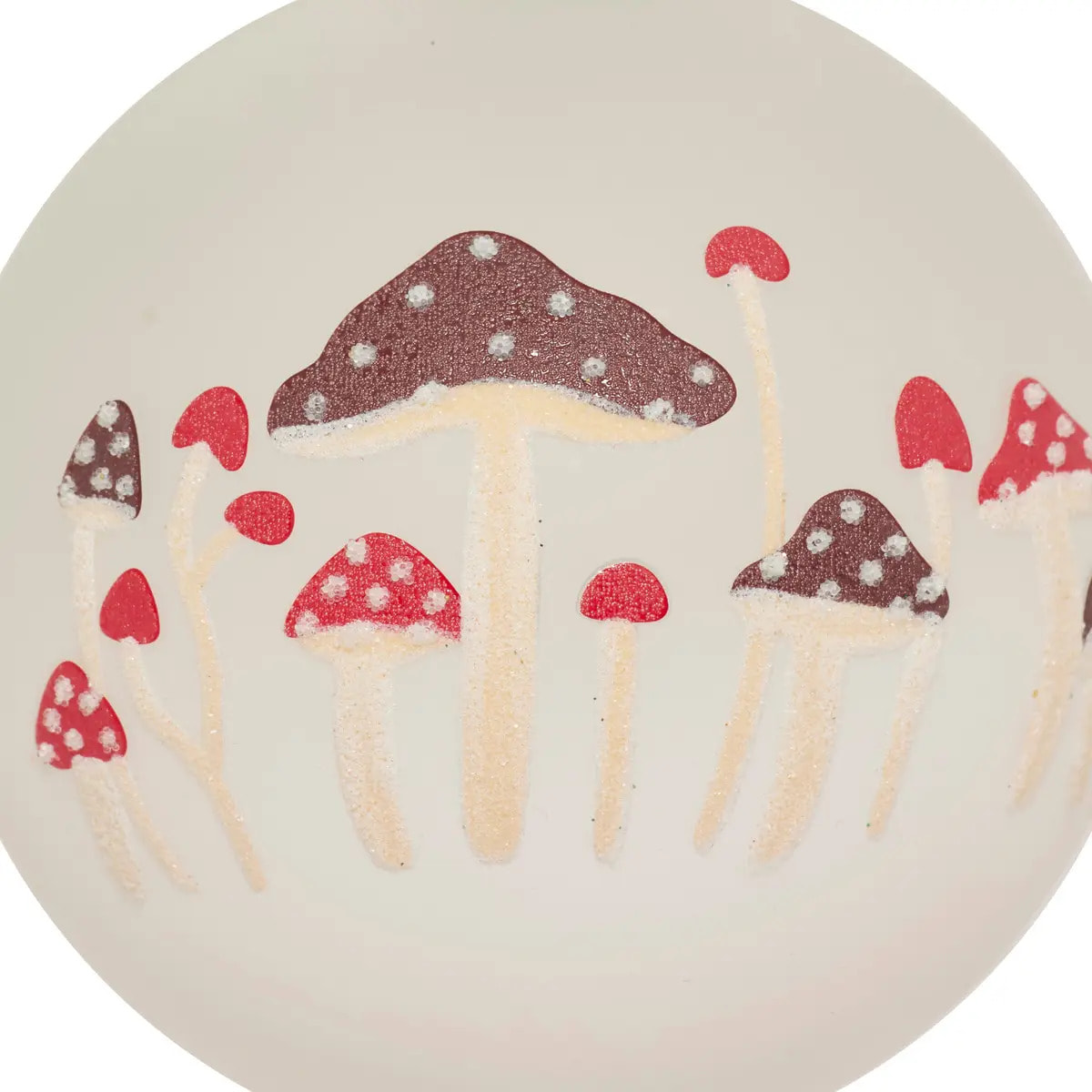 Boule verre champignons D.10cm blanc