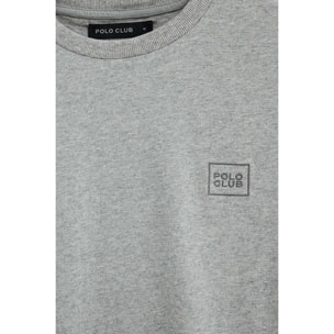 Maglietta grigio vigorè dal fit dritto con toppa Polo Club