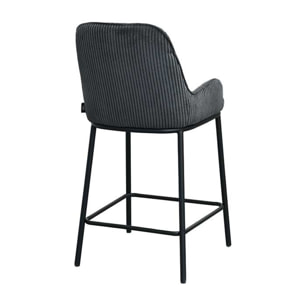 Salinas - lot de 2 chaises de bar - en velours côtelé - gris anthracite - H65 cm - Gris Anthracite