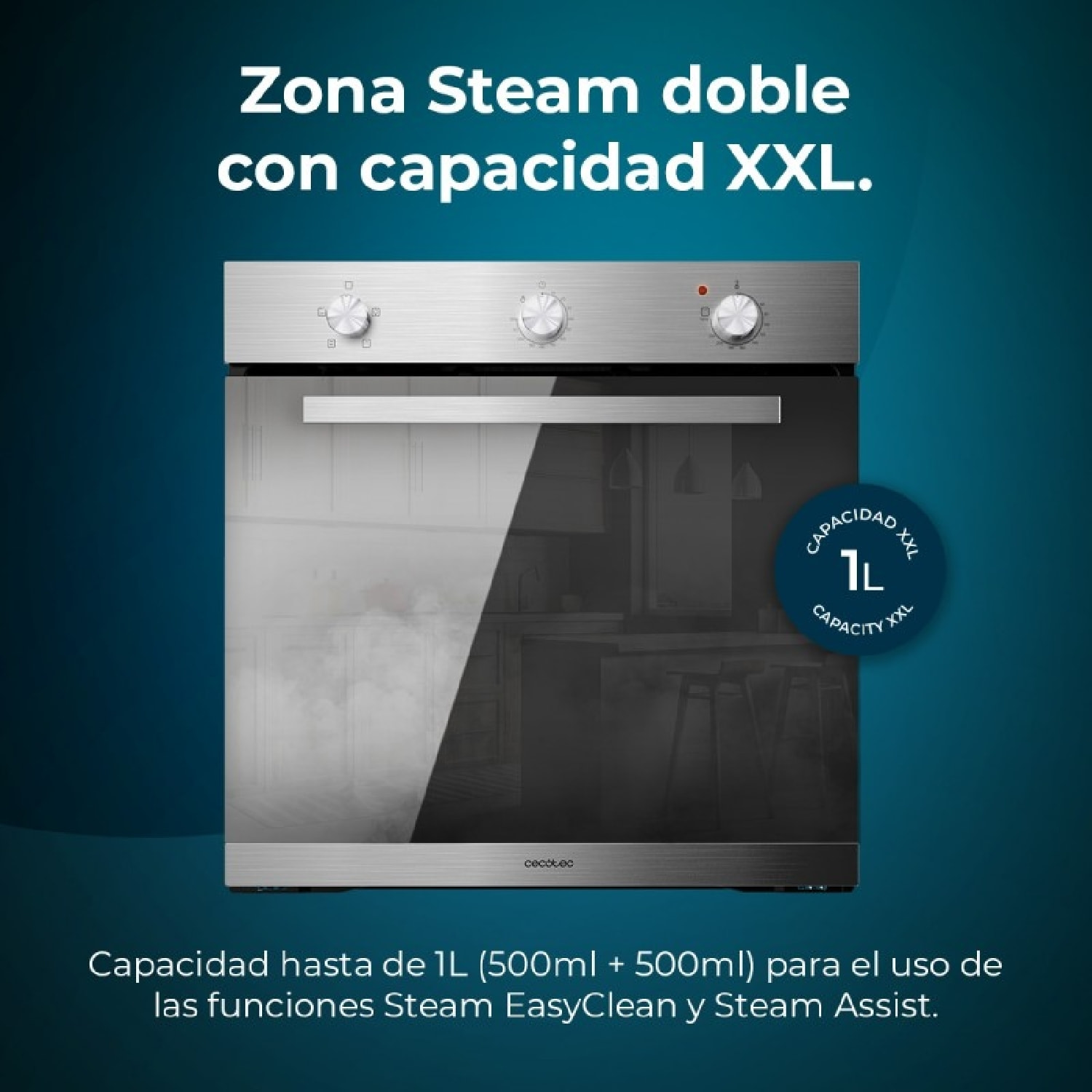 Cecotec Horno Integrable Bolero Hexa C136000 Mirror Time A. 2800 W 77 L de capac