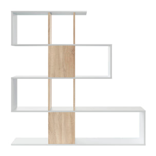 Libreria Design Zig Zag Scaffale Mensola Moderna Bianca Rovere Mobile per Libri con Ripiani per Soggiorno Salotto 145 x 145 x 29 cm Bianco Rovere