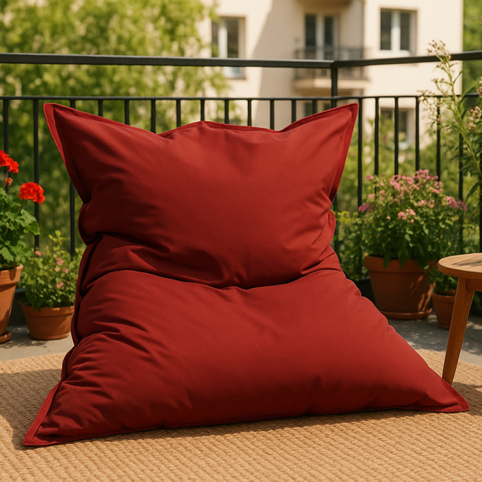 Pouf rectangulaire d'extérieur XXL 180x140cm rouge THIES