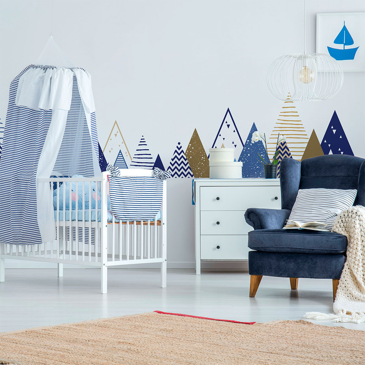 Stickers muraux enfants - Décoration chambre bébé - Autocollant Sticker mural géant enfant montagnes scandinaves RIMKA