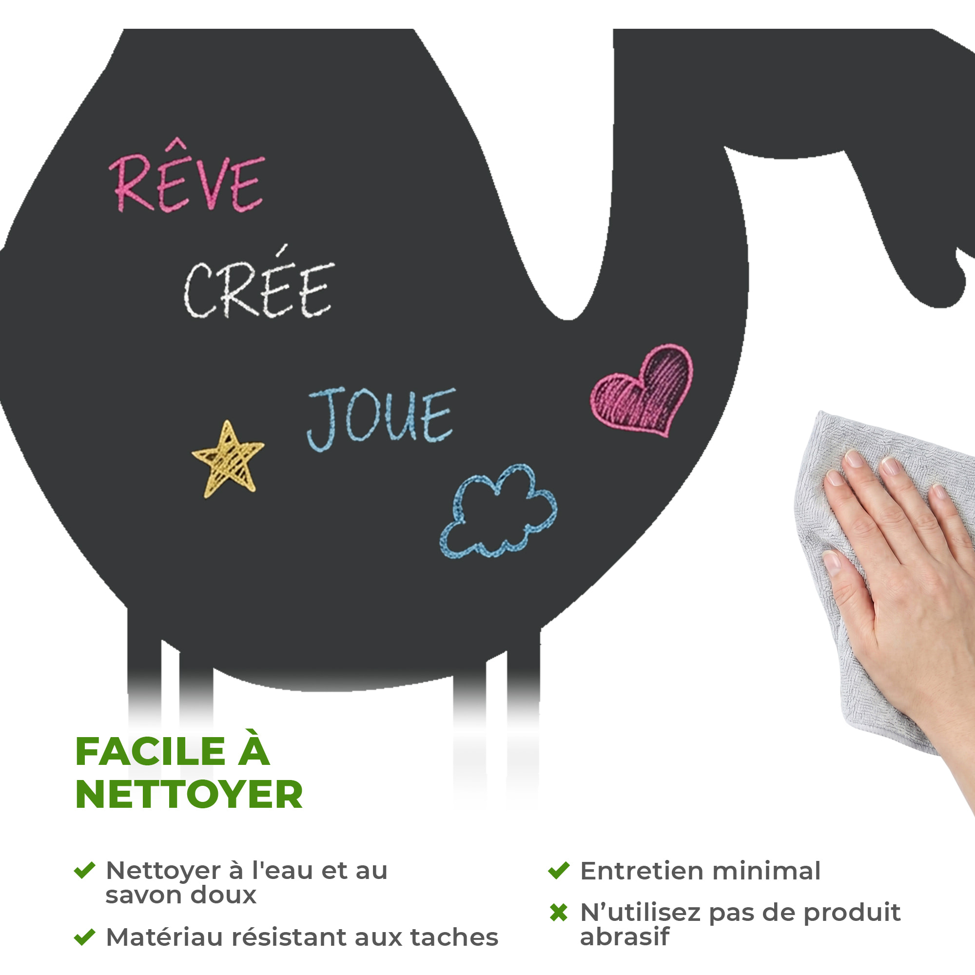 Sticker ardoise tableau noir - stickers muraux adhésif effaçable - CHAMEAU