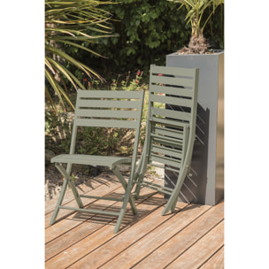 MARIUS - Ensemble repas de jardin 2 places en aluminium kaki