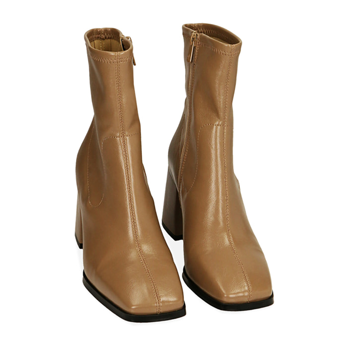 Ankle boots beige, tacco 8 cm