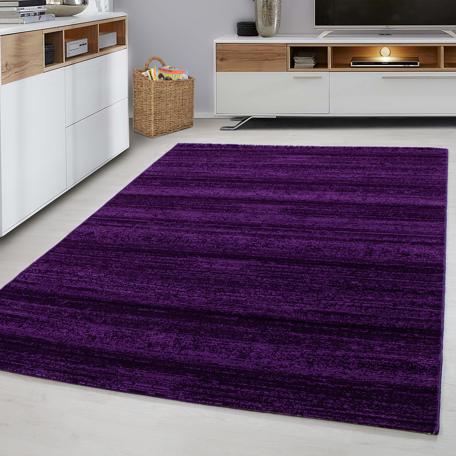 PLUS - Tapis uni à poils courts violet - PLU8000VIO