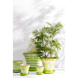 J-Line cache-pot Granada Stripes Handmade + Painted - céramique - vert - medium -  Ø 27 cm