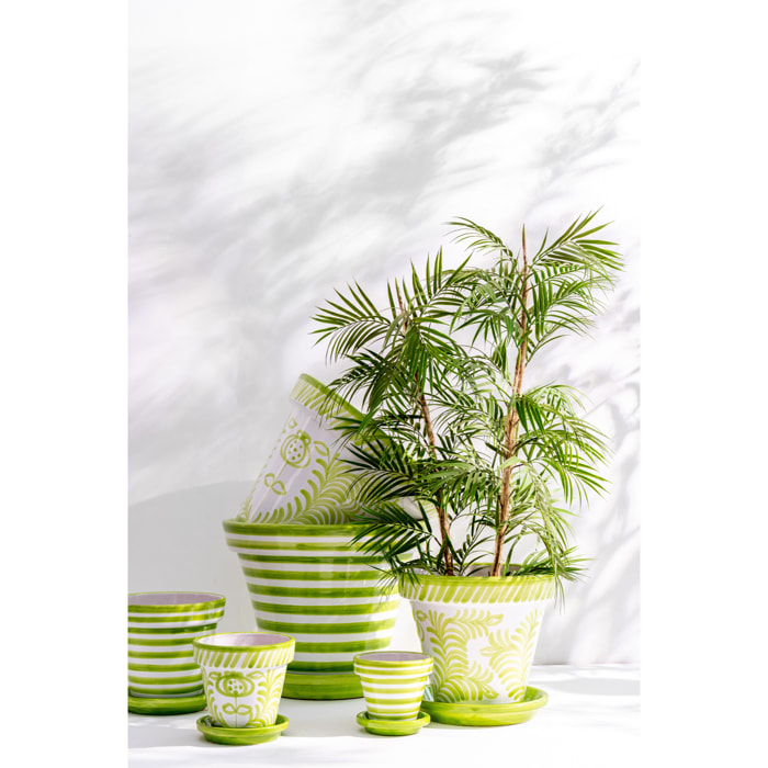 J-Line cache-pot Granada Stripes Handmade + Painted - céramique - vert - medium -  Ø 27 cm