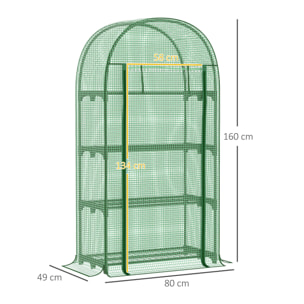 Outsunny Invernadero de Jardín con 4 Estantes y Puerta Enrollable 80x49x160 cm