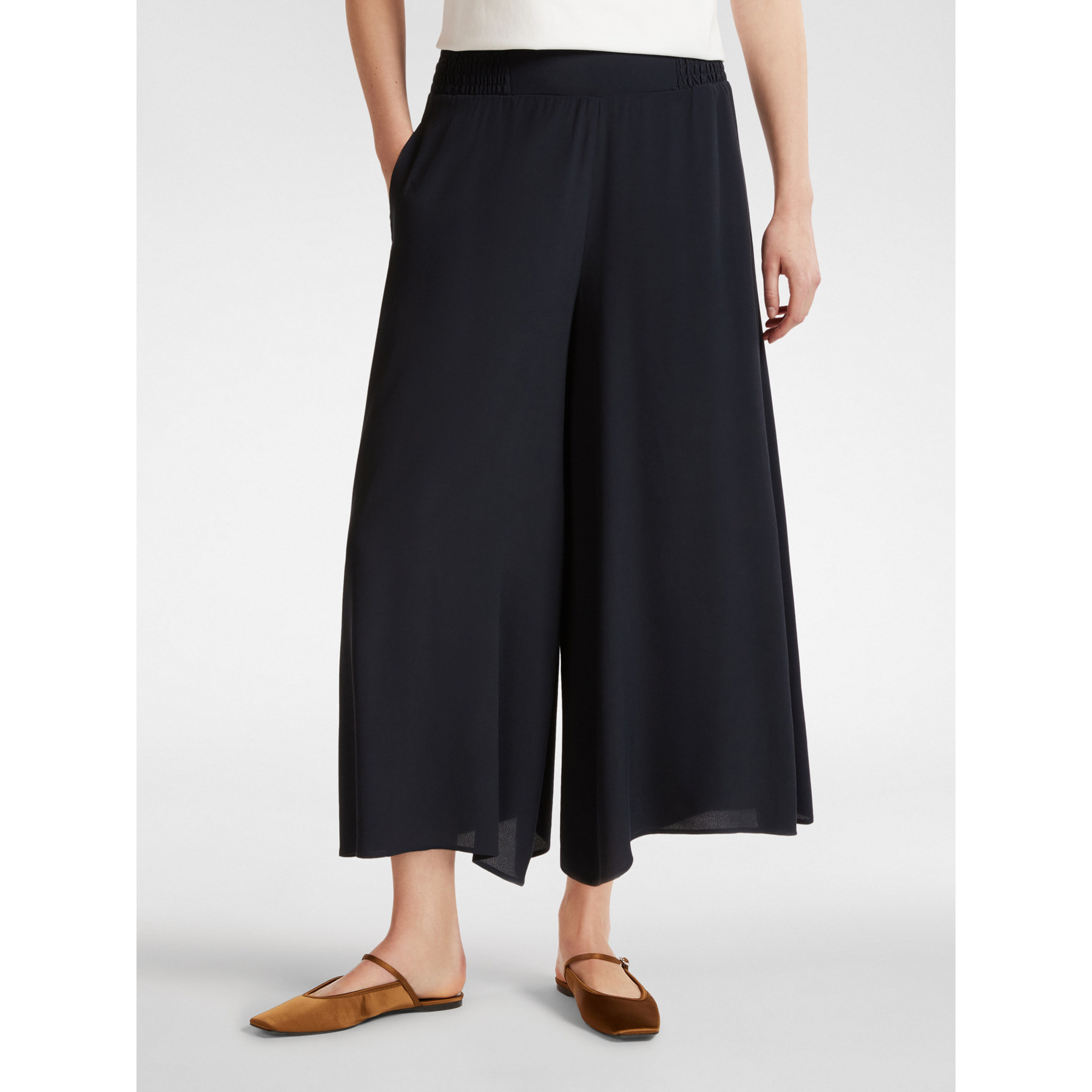 Elena Mirò - Pantalón ancho cropped - Azul