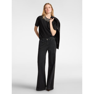 Elena Mirò - T-shirt con frange in strass - Nero