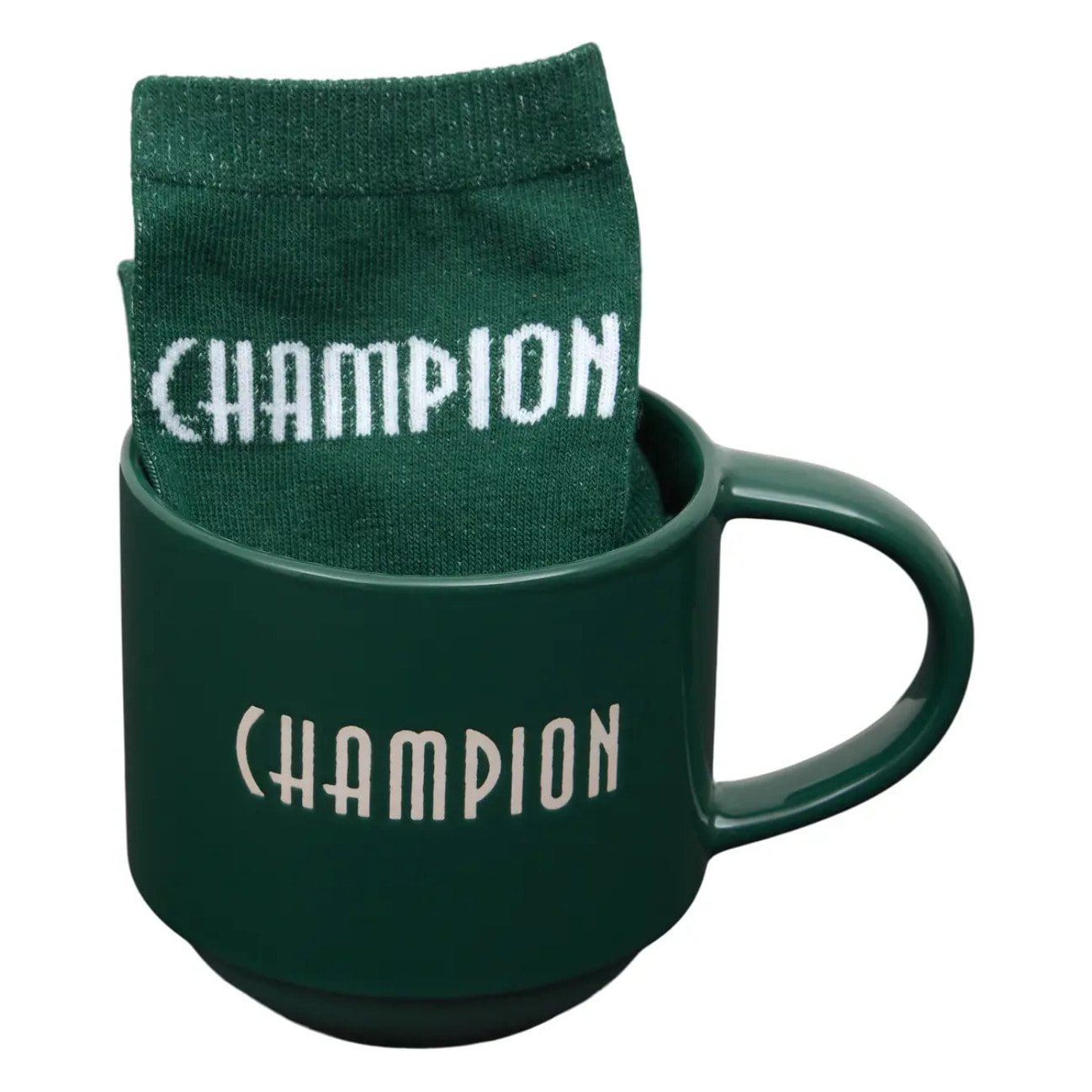 Coffret mug 38cl + chaussettes Champion vert