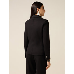 Oltre - Blazer cruzado en punto milano - Negro