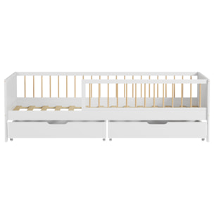 Lit pour enfant 190x90cm blanc avec tiroirs ADAM