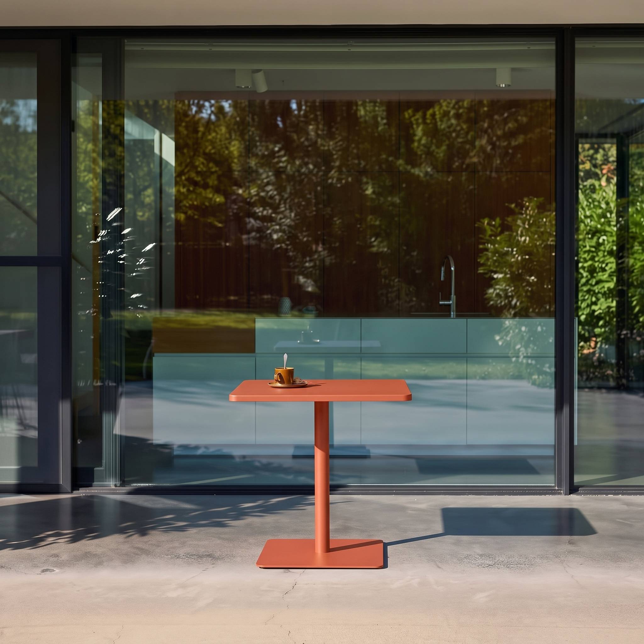 Table de jardin bistrot carré acier 2 places 70 cm intérieur/extérieur  OREA